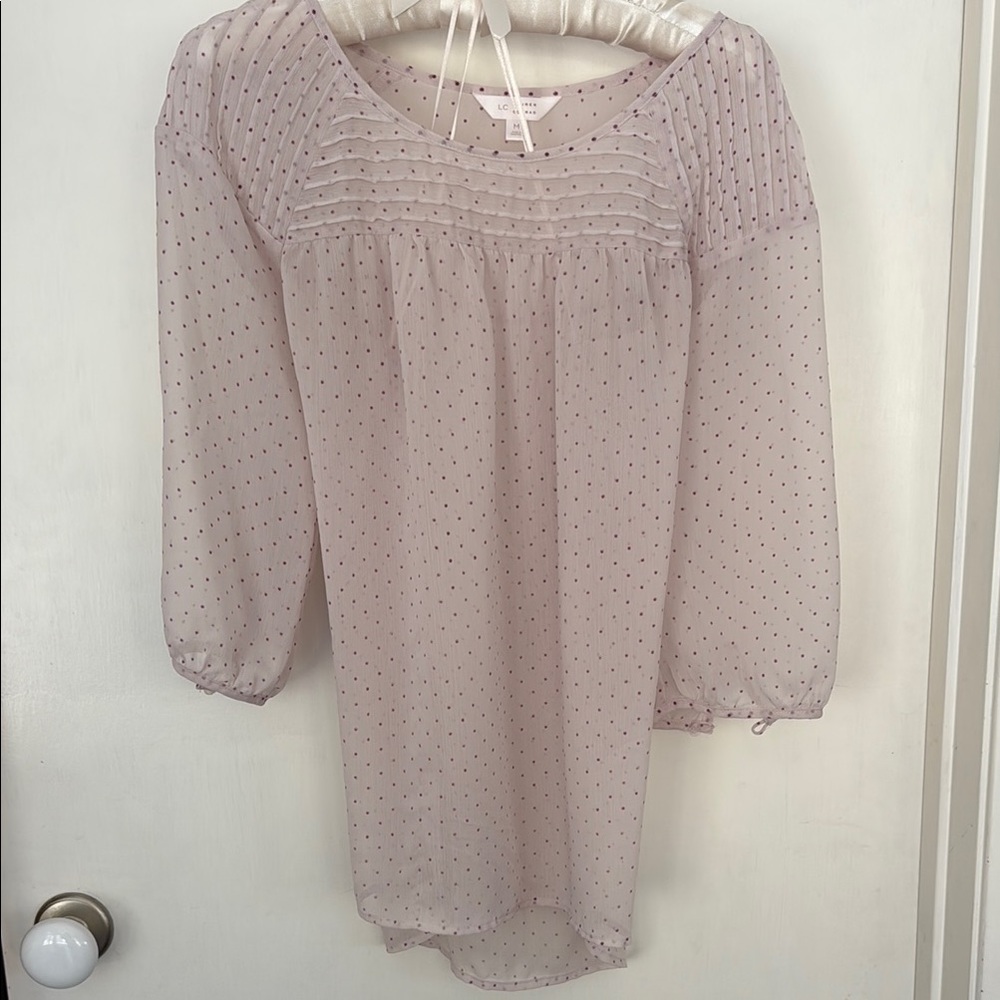 Lauren Conrad Sheer Pink Polka Dot Blouse